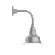 Painted galvanized curved-arm wall light with gray dome shade and mount