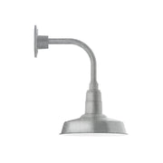 Painted galvanized wall sconce with curved arm and tapered LED shade