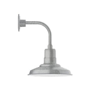 Curved arm wall light with painted galvanized finish and dome shade