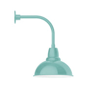 Sea green curved arm wall light with dome shade and wall mount bracket