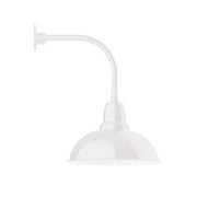 White curved arm wall light with domed glass shade