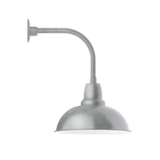 Painted galvanized curved-arm wall light with dome shade and mounting plate