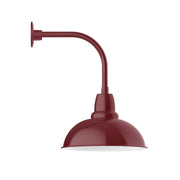 Barn red curved arm wall light with domed shade