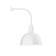 White LED wall sconce with curved arm and deep bowl shade