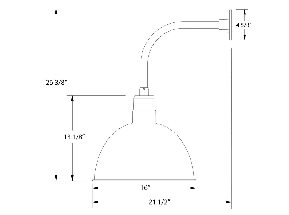 Deep Bowl 16" Curved Arm wall light in Slate Gray Line Drawing