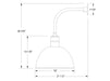 Deep Bowl 16" Curved Arm wall light in Light Blue Line Drawing