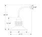 Atomic 18" Curved Arm wall light in Slate Gray Line Drawing