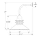 Atomic 20" Curved Arm wall light in Slate Gray Line Drawing