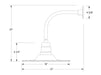 Radial 16" Curved Arm wall light in Barn Red Line Drawing