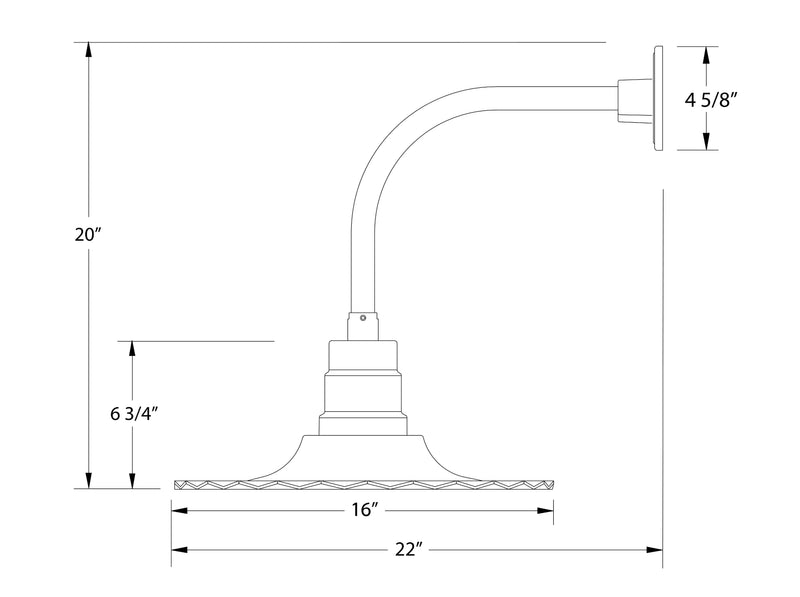Radial 16" Curved Arm wall light in Architectural Bronze Line Drawing