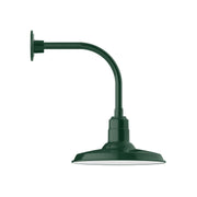 Forest green LED curved-arm wall light with curved support and down-facing shade