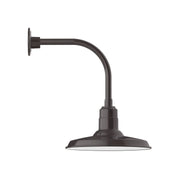 Architectural bronze curved arm wall light with dome shade and mounting plate