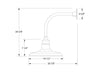 Warehouse 14" Curved Arm wall light in Sea Green Line Drawing