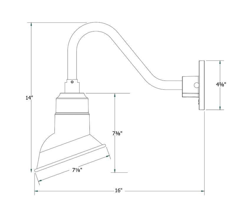 Angle 7 inch Gooseneck Wall Light in White | Montclair Light Works