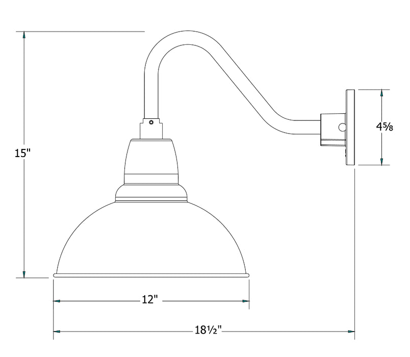 Cafe 12 inch Gooseneck Wall Light in Black | Montclair Light Works
