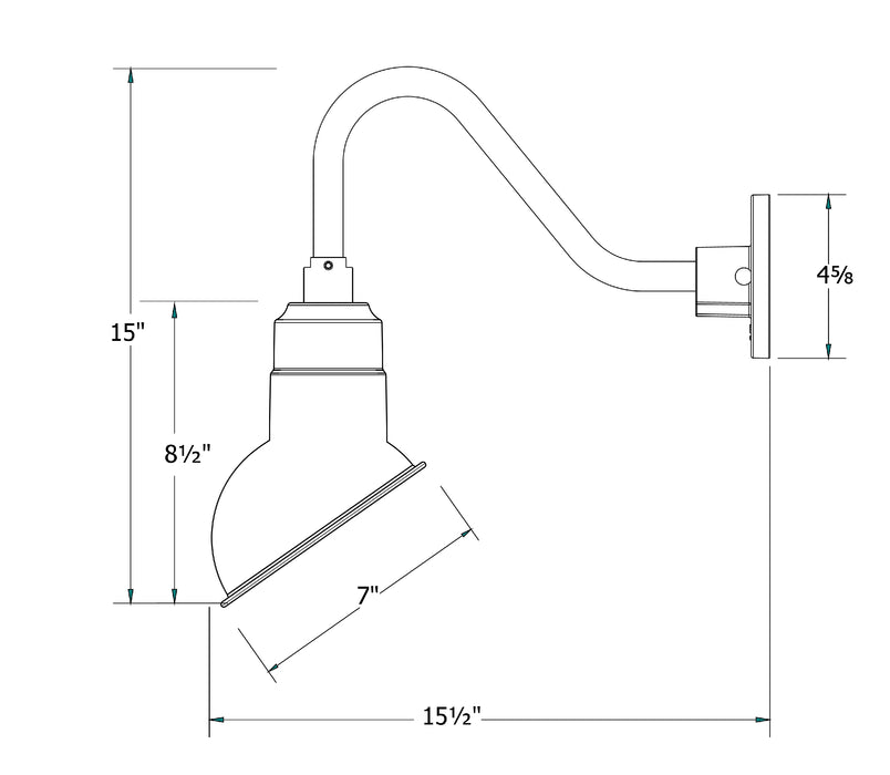 Emblem 7 inch gooseneck wall light in Forest Green | Montclair Light Works
