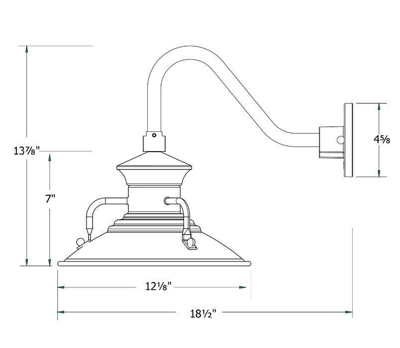 Homestead 12 inch Gooseneck wall light in Black | Montclair Light Works