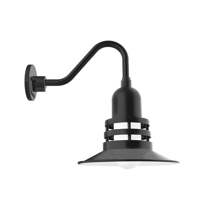 Atomic 12 inch Gooseneck wall light in Black | Montclair Light Works