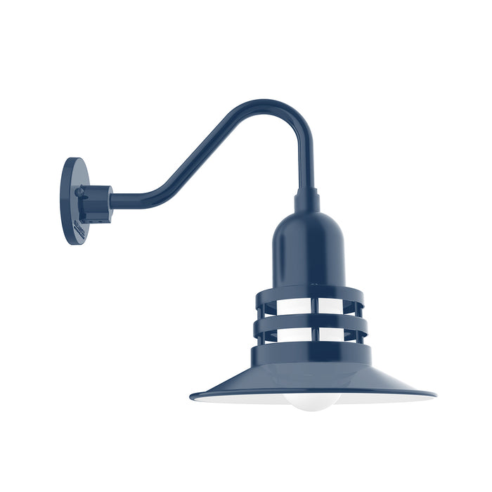 Atomic 12 inch Gooseneck wall light in Navy | Montclair Light Works