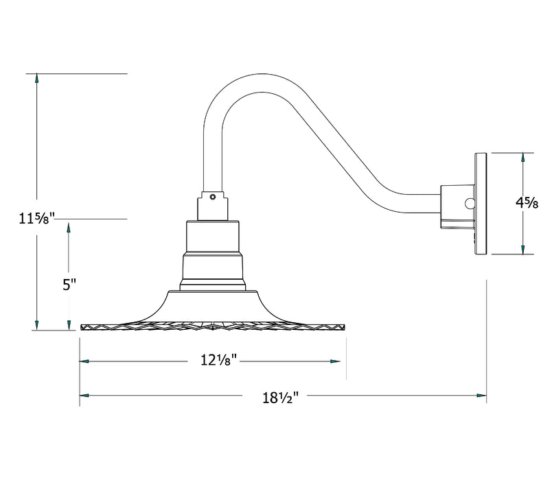 Radial 12 inch Gooseneck wall light in Architectural Bronze | Montclair Light Works