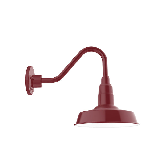 Warehouse 10 inch LED Gooseneck Wall light in Barn Red | Montclair Light Works