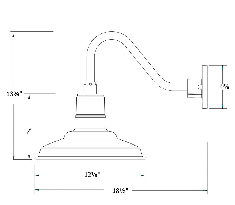 Warehouse 12 inch LED Gooseneck Wall light in Painted Galvanized | Montclair Light Works