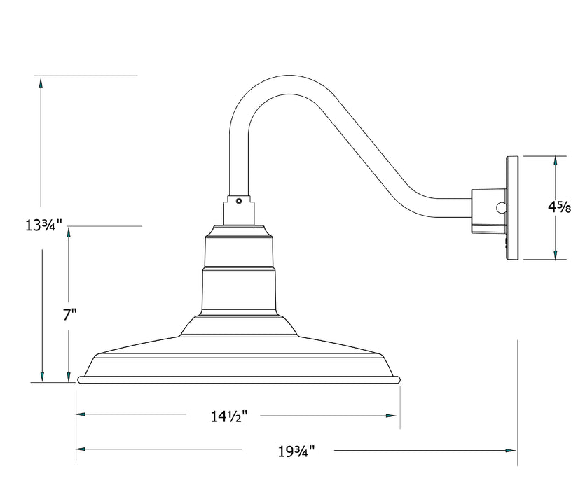Warehouse 14 inch LED Gooseneck Wall light in Painted Galvanized | Montclair Light Works