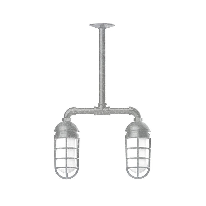 Vaportite 2-Light Stem Hung Pendant Light in Painted Galvanized