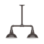 Two-light stem pendant with architectural bronze finish and two dome shades