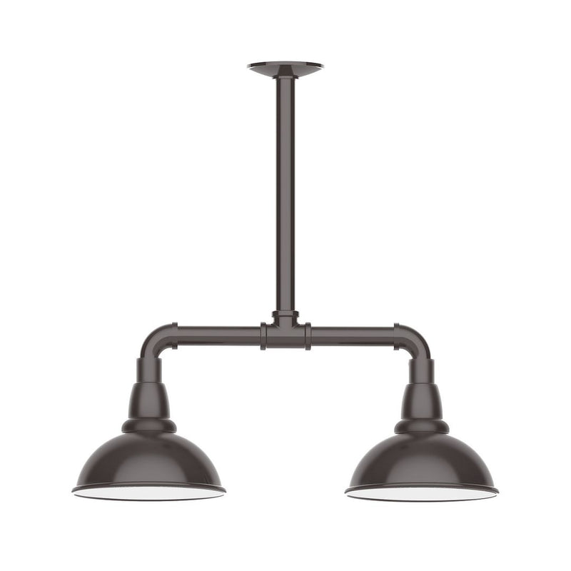 Cafe 2-light stem hung pendant light with two bronze dome shades