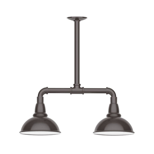 Cafe 2-light stem hung pendant light with two bronze dome shades