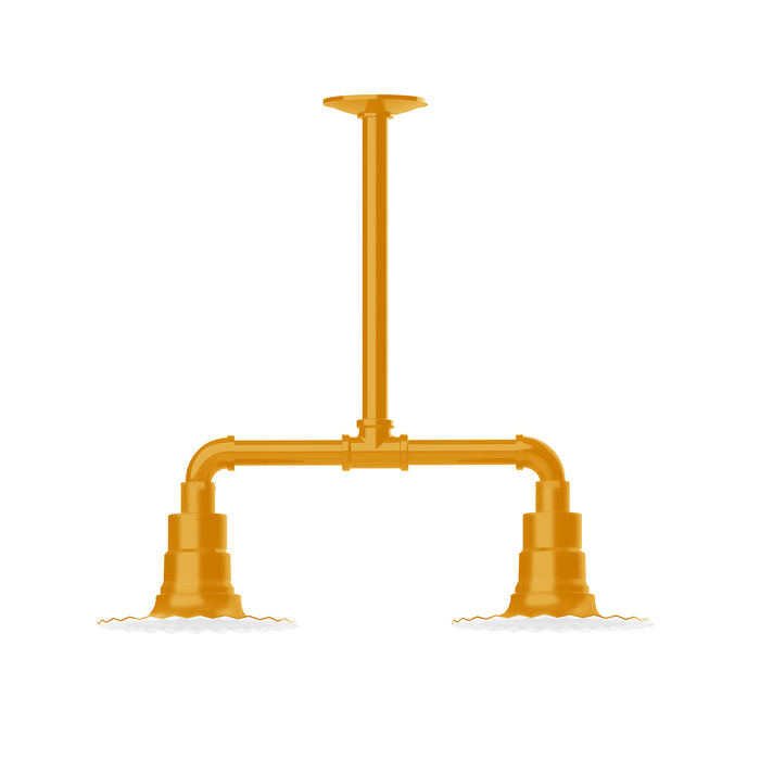 Radial 8" 2-light Stem Hung Pendant Light in Bright Yellow | Montclair Light Works