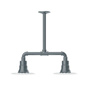 Slate gray 2-light stem hung pendant light frame with two lamp sockets