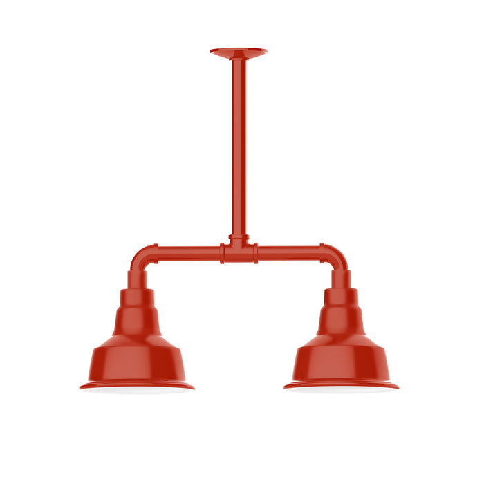 Warehouse 8" 2-light Stem Hung Pendant Light in Vermillion | Montclair Light Works