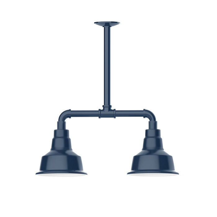 Warehouse 8" LED 2-Light Stem Hung Pendant Light in Navy