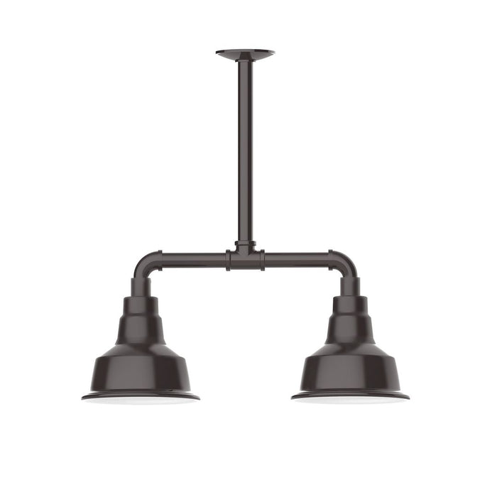 Warehouse 8" LED 2-Light Stem Hung Pendant Light in Architectural Bronze