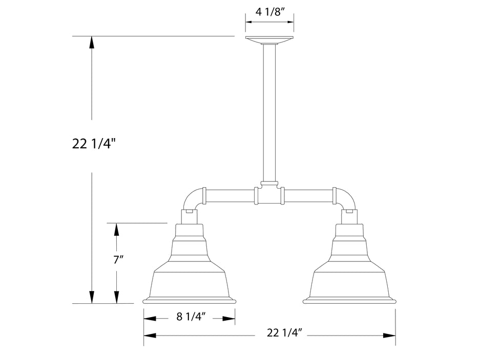 Warehouse 8" 2-light Stem Hung Pendant Light in Vermillion | Montclair Light Works