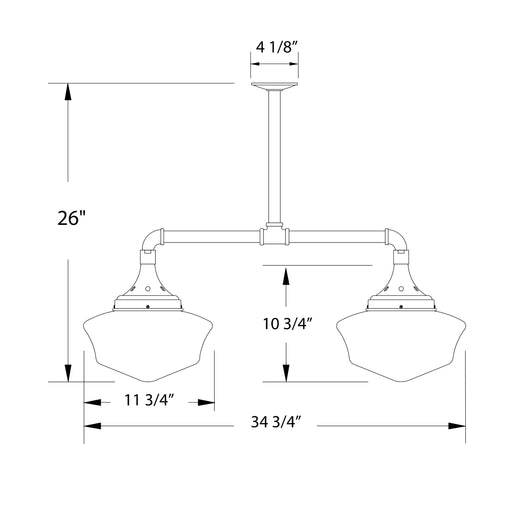 Schoolhouse 12" 2-light Stem Hung Pendant Light in Bronze Matte | Montclair Light Works