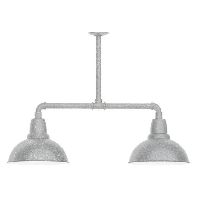 Cafe 12" 2-light Stem Hung Pendant Light in Painted Galvanized