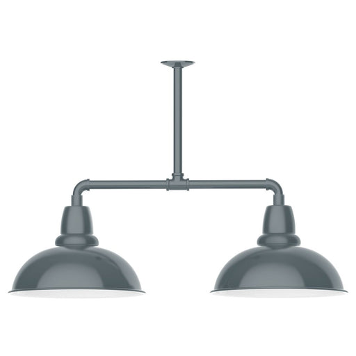 Slate gray 2-light LED stem pendant light with two dome shades