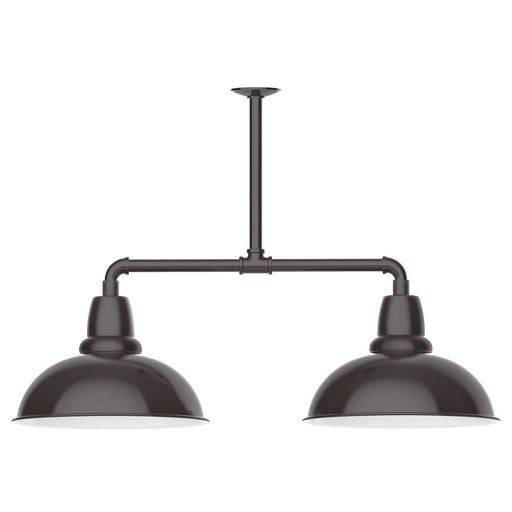 Cafe 2-light pendant light with dark architectural bronze dome shades and stem mount