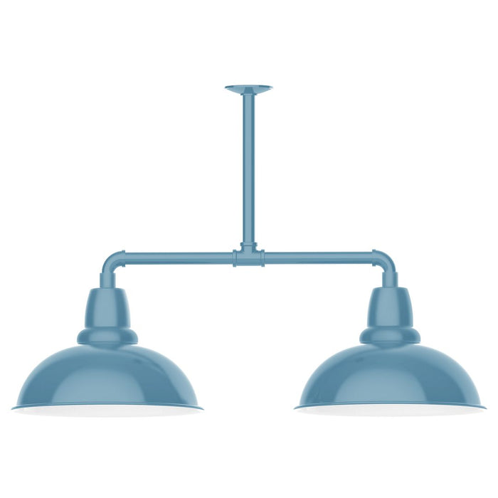 Cafe 16" 2-light Stem Hung Pendant Light in Light Blue