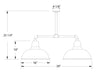 Cafe 16" 2-light Stem Hung Pendant Light in White Line Drawing