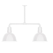 White two-light stem-hung pendant light with two deep bowl shades