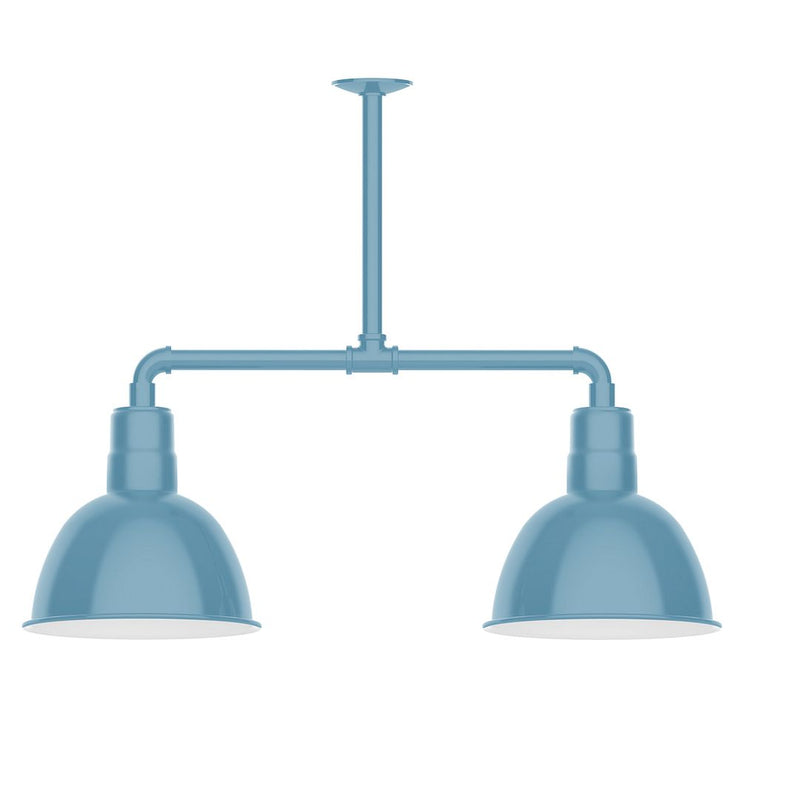 Deep Bowl 12" 2-light Stem Hung Pendant Light in Light Blue