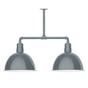 Slate gray 2-light stem-hung pendant with two dome shades