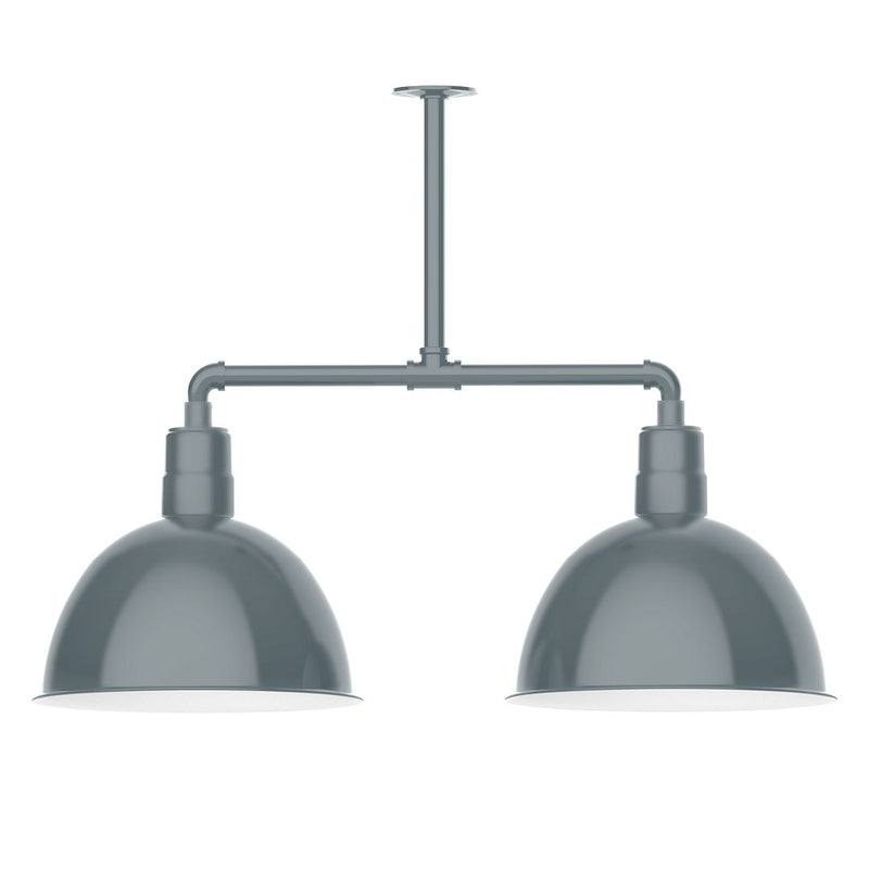 Slate gray 2-light LED pendant light with two dome shades on stems