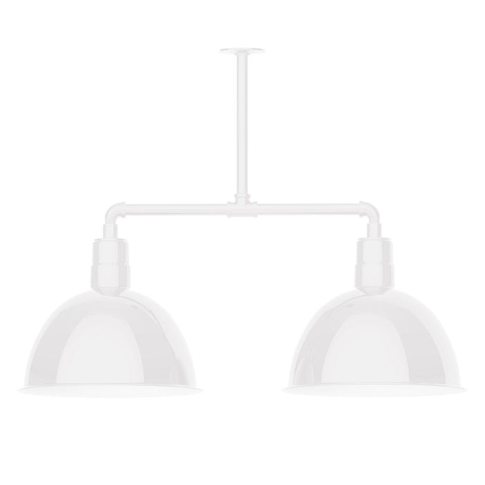 Deep Bowl 16" 2-light Stem Hung Pendant Light in White