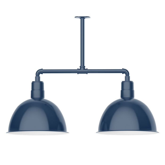 Deep Bowl 16" 2-light Stem Hung Pendant Light in Navy