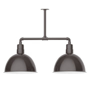 Two-light stem-hung pendant light with dark bronze deep bowl shades